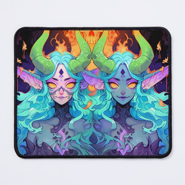 Item preview, Mystical Symmetrical Neon Fantasy Anime Girls designed and sold by bubblegoth.