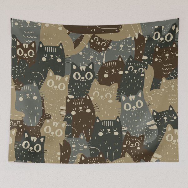 Item preview, Khaki pattern consisting of cats designed and sold by Yulia Sherstiuk.