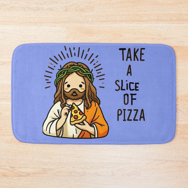 Item preview, cute jesus eating pizza, the word "pizza" designed and sold by PaintMeWorld.