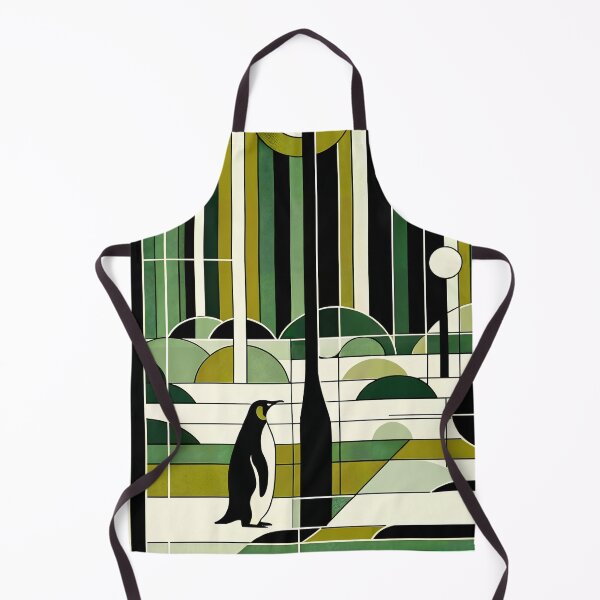Item preview, Olive Green Cream Geometric Penguin Forest - Retro Pastel Art  designed and sold by PenguinForests.
