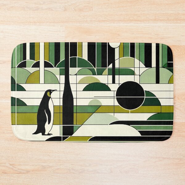 Item preview, Olive Green Cream Geometric Penguin Forest - Retro Pastel Art  designed and sold by PenguinForests.