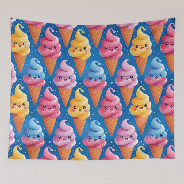 Item preview, Animated Ice Cream Bliss: Kawaii Cones - yellow, blue and pink designed and sold by PICbyFemke.