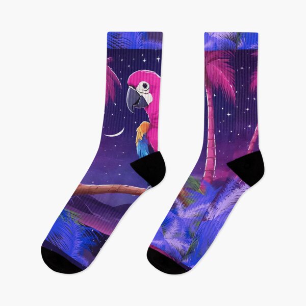 Item preview, Parrot and palms at evening, sky fall of stars, exotic vibes designed and sold by Sugar Wisdom .