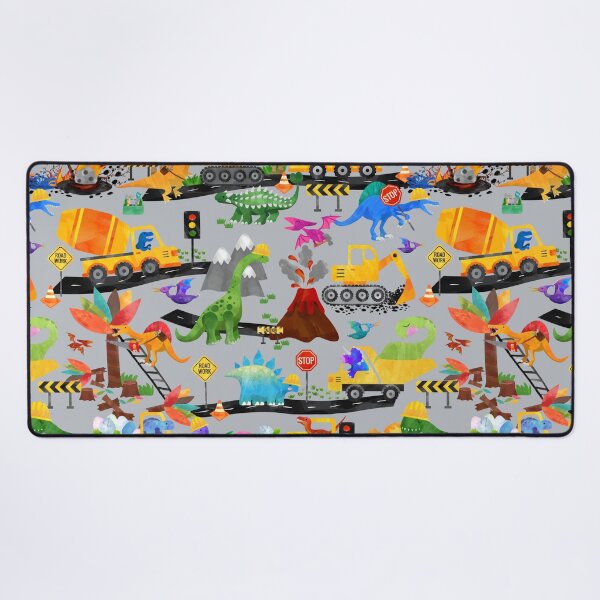 Item preview, Watercolor Dinosaur Road Crew Construction Kids Gray designed and sold by SamAnnDesigns.