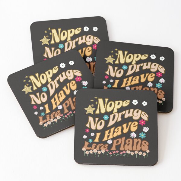 Aperçu de l'œuvre Non, pas de drogues, j'ai des projets de vie - Petit design floral rétro Groovy Curve coloré créée et vendue par Raise2Shine.