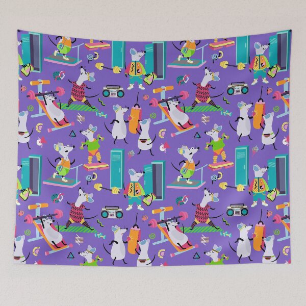 Item preview, Retro 80s Workout Gym Rats Funny Kids Pattern designed and sold by SamAnnDesigns.