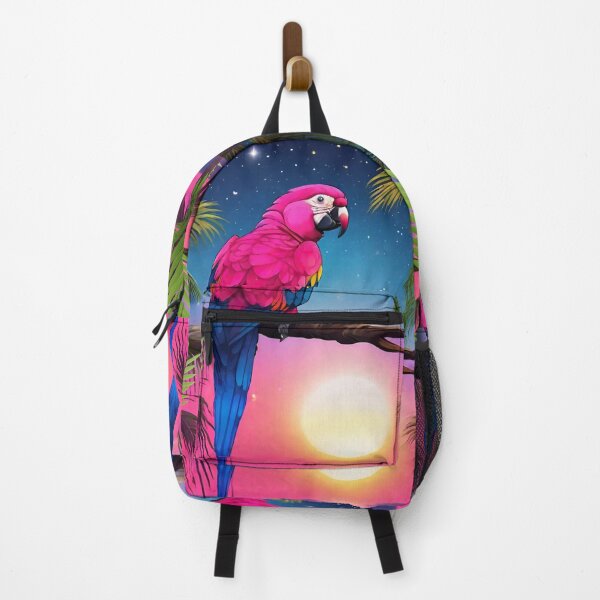 Item preview, Parrot and palms at evening, sky fall of stars, exotic vibes designed and sold by Sugar Wisdom .