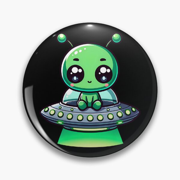 Item preview, Adorable Green kawaii Chibi Alien on UFO designed and sold by Unitepeople.