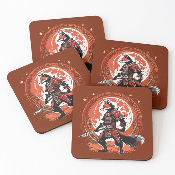 Item preview, Silhouette fox Samurai with red moon designed and sold by Firas Aljazzar.