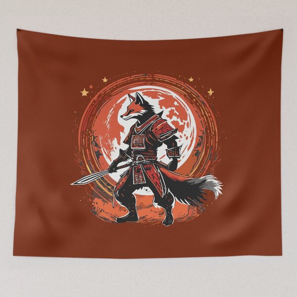 Item preview, Silhouette fox Samurai with red moon designed and sold by Firas Aljazzar.