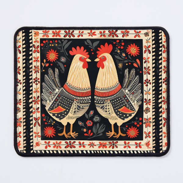 Item preview, Folk roosters against each other designed and sold by Folksy Living.