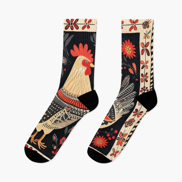 Item preview, Folk roosters against each other designed and sold by Folksy Living.