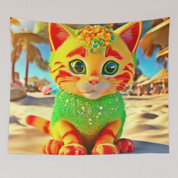 Item preview, Colorful Kitten 3D Animation designed and sold by Health And Fitness Posts e-Store.