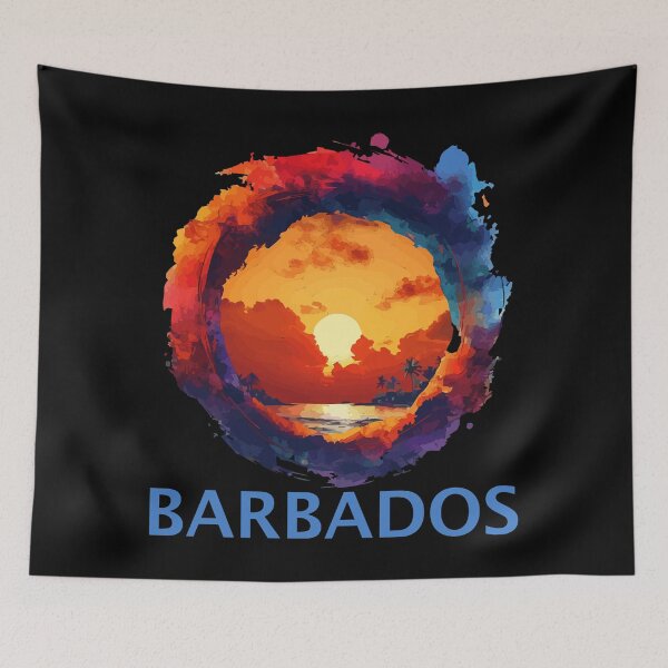 Item preview, Barbados Sunset (with Blue Lettering) designed and sold by VelvetRoom.