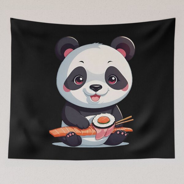Item preview, Kawaii anime panda eating sushi designed and sold by Tw1nsAIArt.