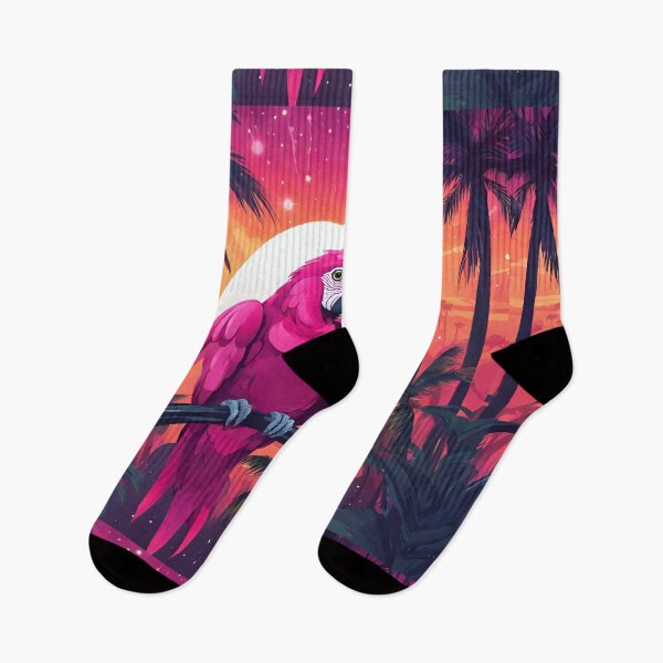 Item preview, Beautiful parrot and palms at evening, sky fall of stars, exotic vibes designed and sold by Sugar Wisdom .