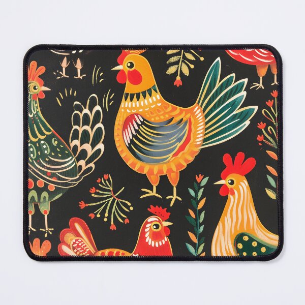 Item preview, Modern folk rooster and hen pattern designed and sold by Folksy Living.