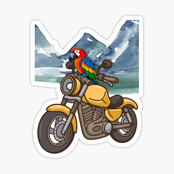 Papagei auf dem Motorrad Sticker