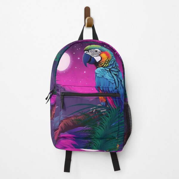 Item preview, Beautiful parrot and palms at evening, sky fall of stars, exotic vibes designed and sold by Sugar Wisdom .