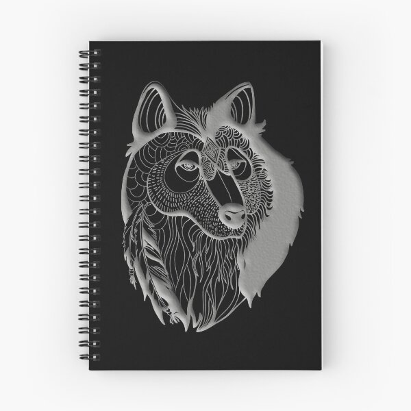 Item preview, Silver Wolf Embossed on plain black background (non-textured material) designed and sold by Shauna Kenworthy.