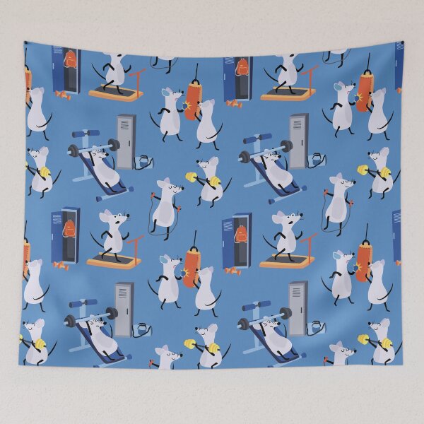 Item preview, Funny Workout Gym Rats Kids Pattern Blue designed and sold by SamAnnDesigns.