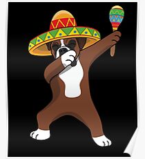 Póster Dabbing Boxer Dog en Sombrero Cinco De Mayo Fiesta Mexicana Dab Dance Fiesta Mexicana Tequila Margarita Sangrita