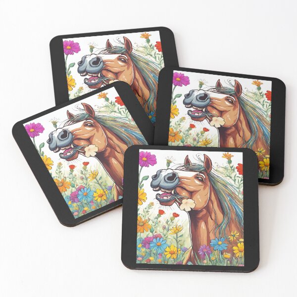 Item preview, Silly Horse Eating A Wildflower Colorful Design designed and sold by EarthArtDesigns.
