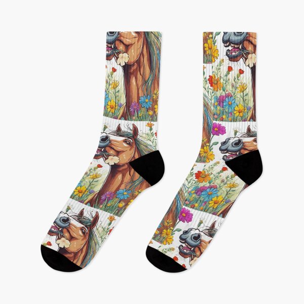 Item preview, Silly Horse Eating A Wildflower Colorful Design designed and sold by EarthArtDesigns.