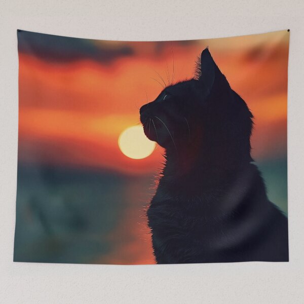 Item preview, Cat watching sunset designed and sold by CatsAndDogs-TF.