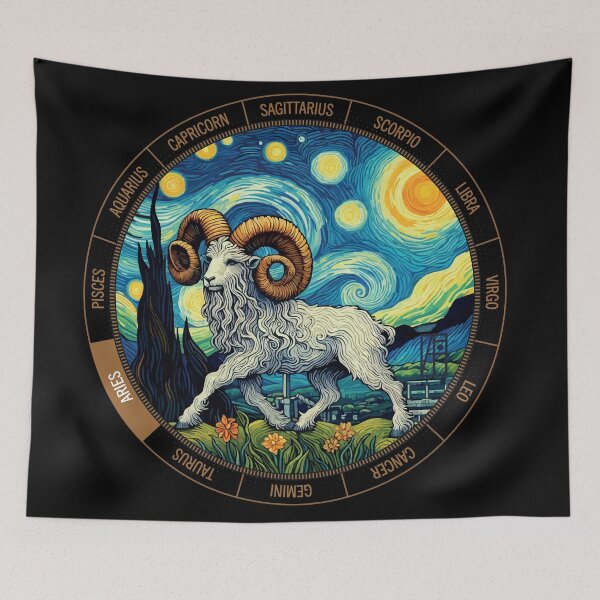 Item preview, ZODIAC Aries - Astrological ARIRS - ARIRS - ZODIAC sign - Van Gogh style - 4 designed and sold by ArtProjectShop.