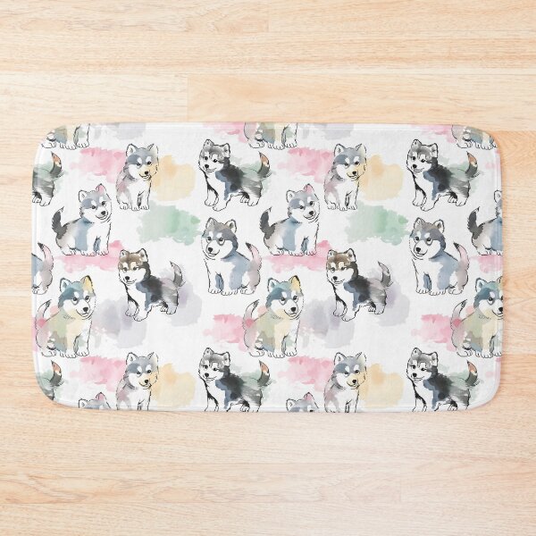 Item preview, Watercolor Pastel Siberian Husky Puppy Pattern designed and sold by Leonardo Palumbo.