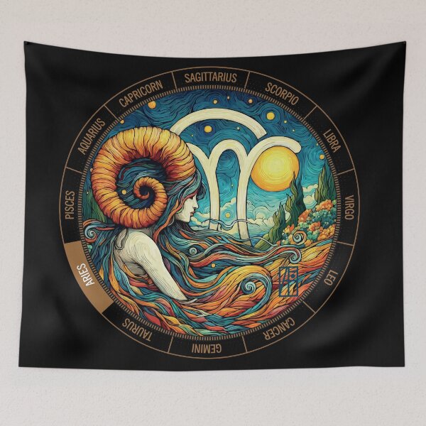 Item preview, ZODIAC Aries - Astrological ARIRS - ARIRS - ZODIAC sign - Van Gogh style - 7 designed and sold by ArtProjectShop.