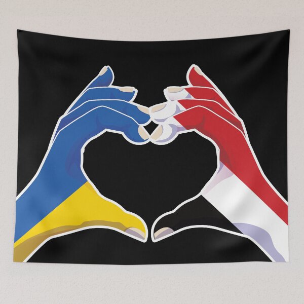 Item preview, Yemen Yemeni Ukraine Ukrainian Love Heart Peace designed and sold by FlagX.