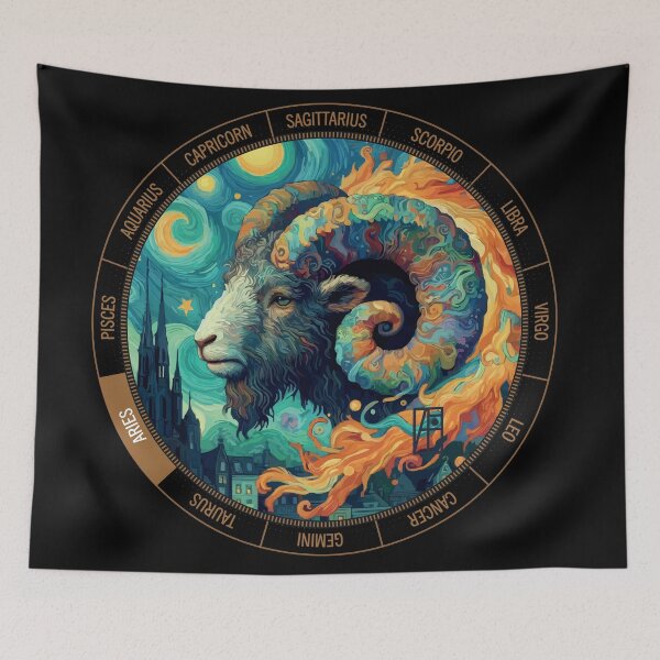Item preview, ZODIAC Aries - Astrological ARIRS - ARIRS - ZODIAC sign - Van Gogh style - 10 designed and sold by ArtProjectShop.