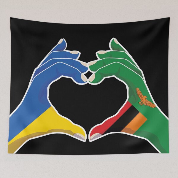 Item preview, Zambia Zambian Ukraine Ukrainian Love Heart Peace designed and sold by FlagX.