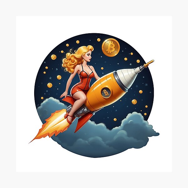 Artikel-Vorschau von Bitcoin Pinup Girl zum Mond!, designt und verkauft von That3DGeek.
