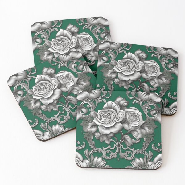 Item preview, Emerald Green & Gray Baroque Inspired Roses designed and sold by DesignsByPrnces.