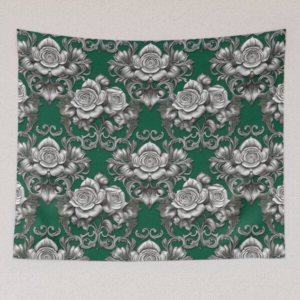 Item preview, Emerald Green & Gray Baroque Inspired Roses designed and sold by DesignsByPrnces.