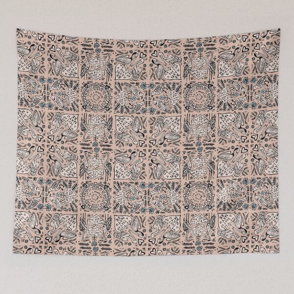Item preview, Fraktur Valentine pattern in Pink designed and sold by SarahFullerArt.