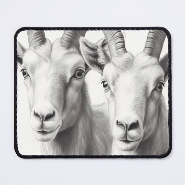 Item preview, Black and White Mountain Goat pencil drawing designed and sold by Pencil-Art.