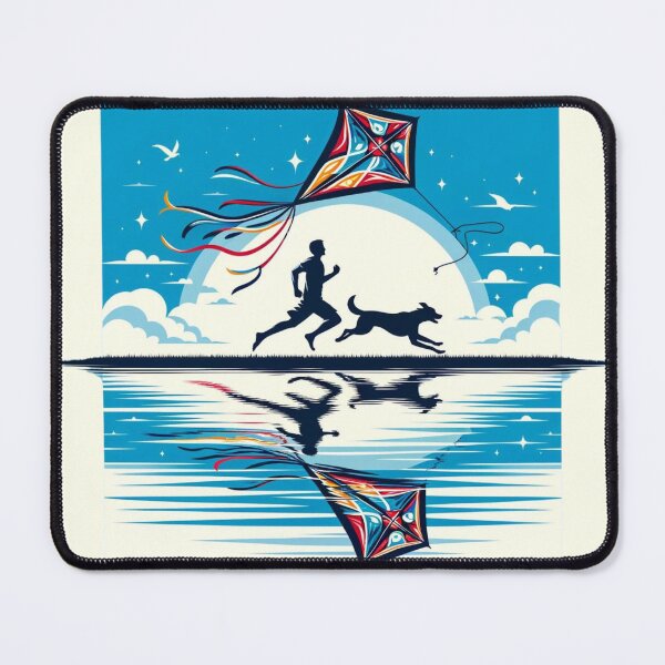 Item preview, Man and dog running with a kite on the beach designed and sold by Chaput Store.