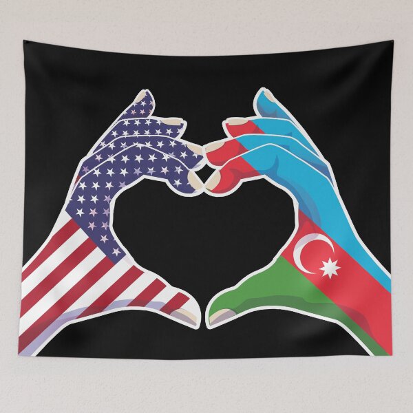 Item preview, Azerbaijan Azerbaijani USA United States American America Love Heart Peace designed and sold by FlagX.