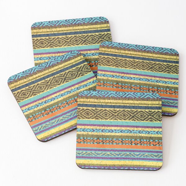 Item preview, Mexican embroidered blanket handwoven folk art vibrant yellow stripes poncho textile   designed and sold by T-Mex.