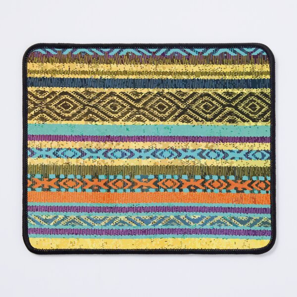 Item preview, Mexican embroidered blanket handwoven folk art vibrant yellow stripes poncho textile designed and sold by T-Mex.