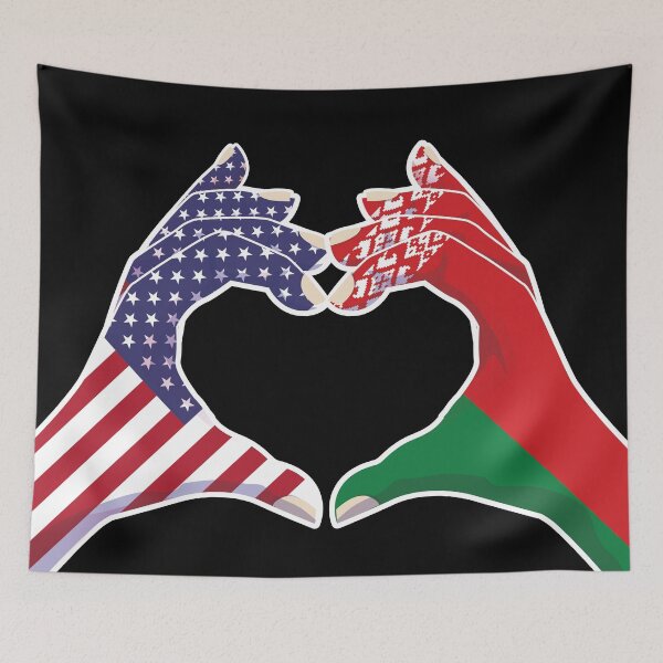 Item preview, Belarus Belarusian Belarussian USA United States American America Love Heart Peace designed and sold by FlagX.