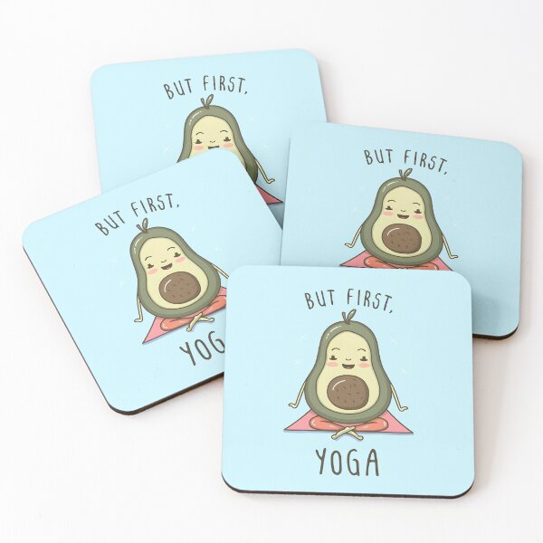 Item preview, cute cartoon avocado doing yoga " but first yoga " designed and sold by Firas Aljazzar.