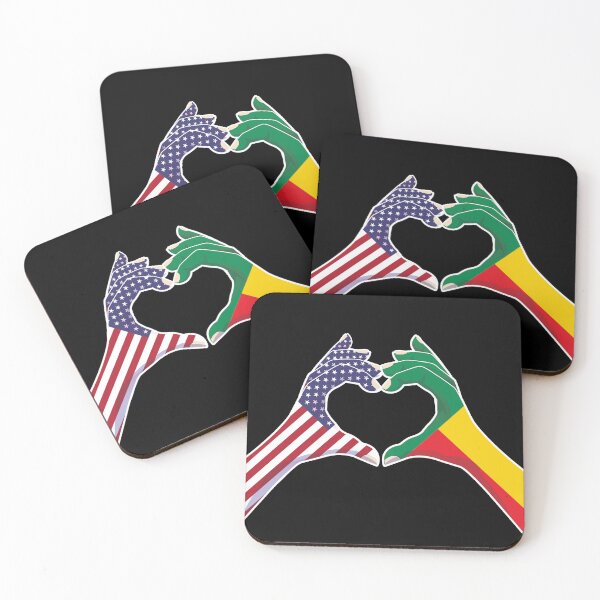 Item preview, Benin Beninese USA United States American America Love Heart Peace designed and sold by FlagX.