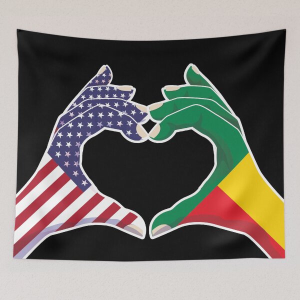 Item preview, Benin Beninese USA United States American America Love Heart Peace designed and sold by FlagX.