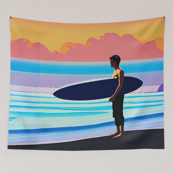 Item preview, Surfer Standing on a Beach At Sunset  designed and sold by Marymarice.