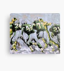 Football Linemen Blocking For Running Back Metal Print